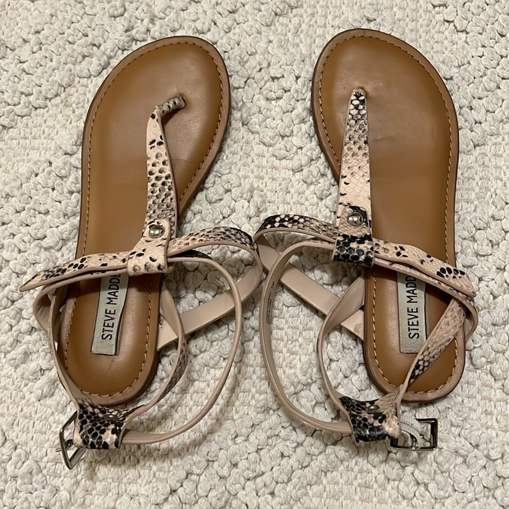 Steve Madden Snakeskin Sandals - Brown and Cream